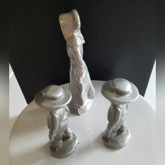 Vintage Cast  Aluminum Figurines Amish  Farm Maiden Boy - Picture 4 of 10